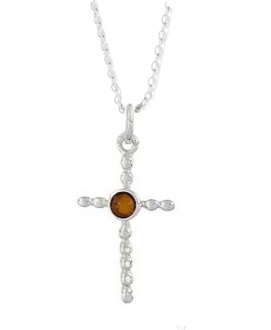 Amber by Vessel Necklace, Dot's Cross with Amber