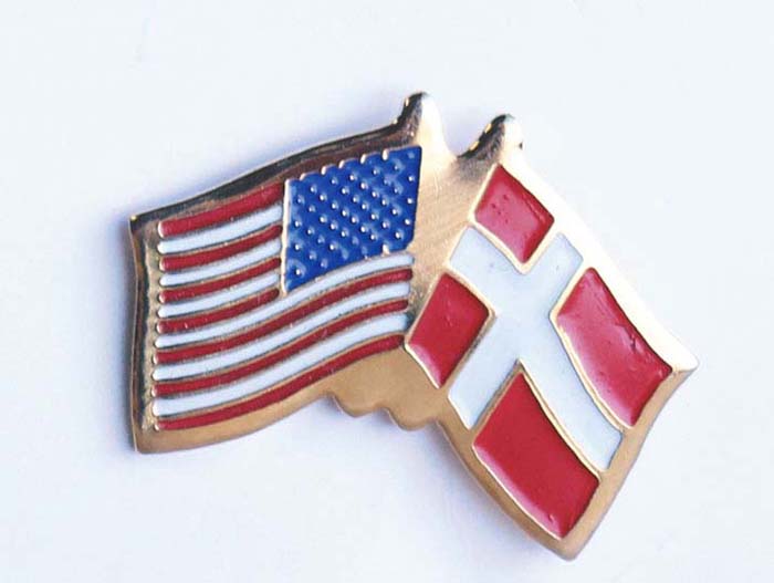 Denmark & United States of America Flags, Lapel Pin
