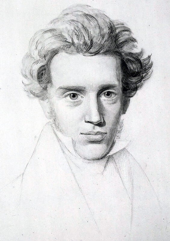 An unfinished sketch of Søren Kierkegaard's head and shoulders. 