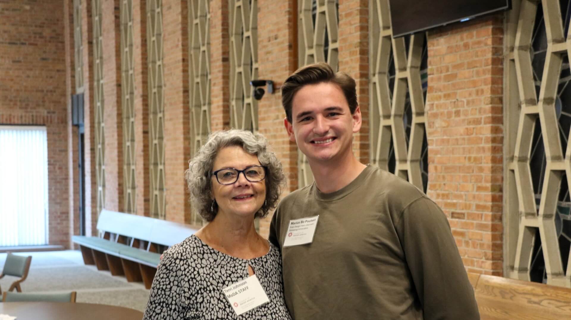 Danish intern Marius Bo Poulsen attending a kaffe og kringler event in Ames, Iowa.