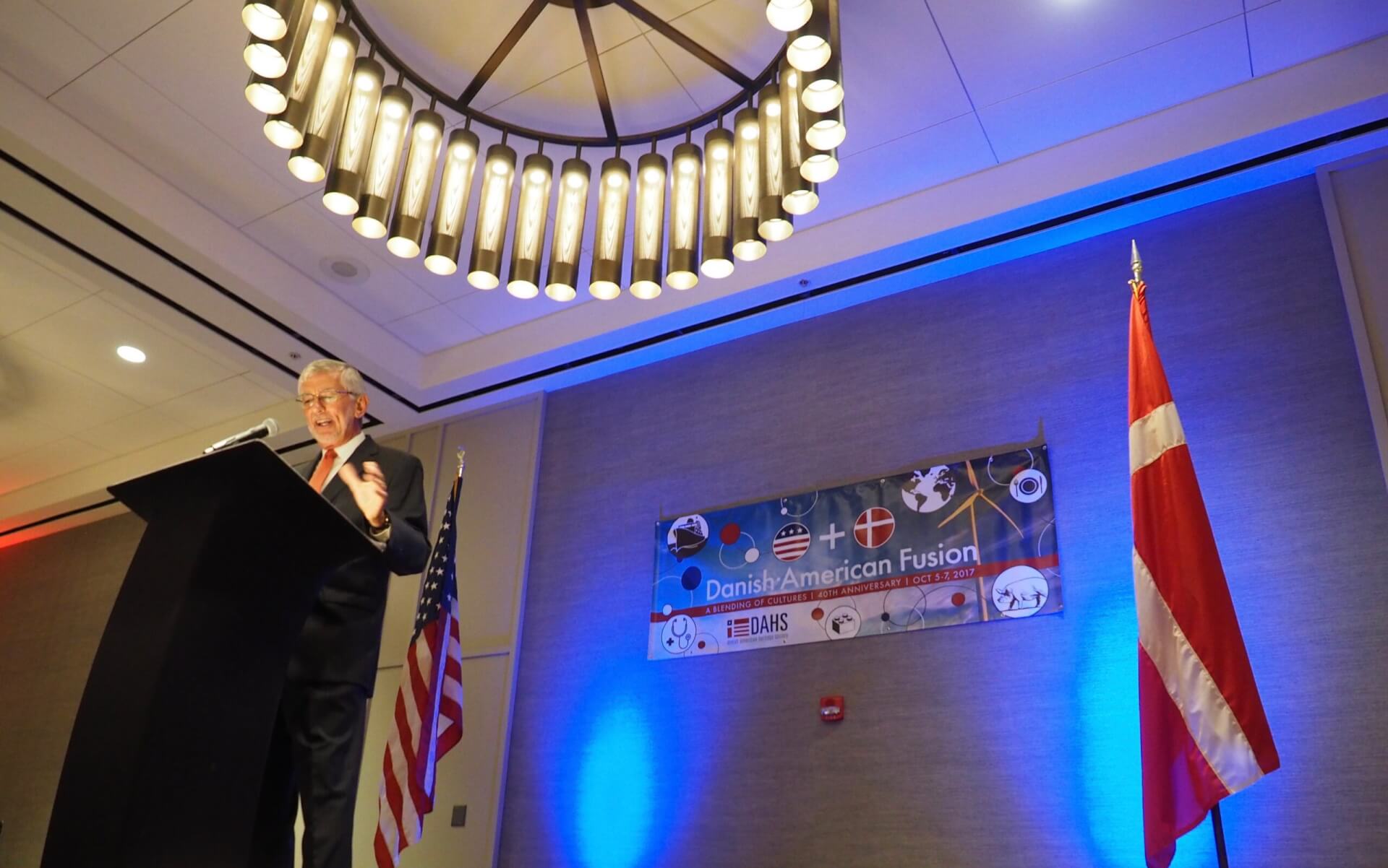 Dr. John Mark Nielsen presenting at a Danish American Heritage Society Event.